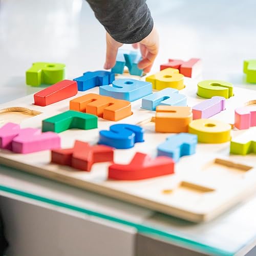 Miniatura 7 de New Classic Toys Juguetes educativos de madera para niños y niñas de 2 años aprenden el alfabeto, multicolor, minúsculas