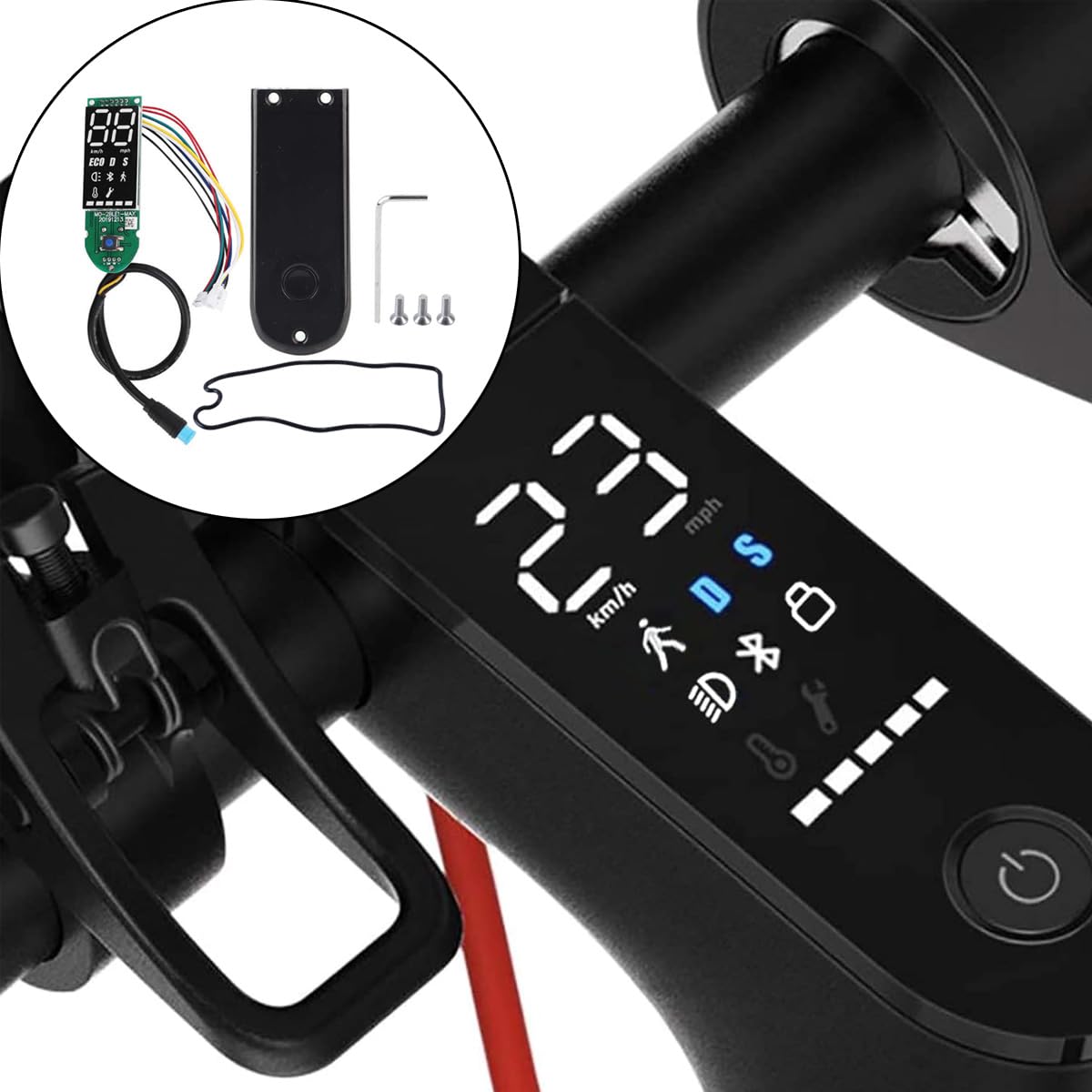Tablero de scooter eléctrico, placa de circuito impreso impermeable con Bluetooth, pantalla transparente y cubierta negra, compatible con scooter MAX G30