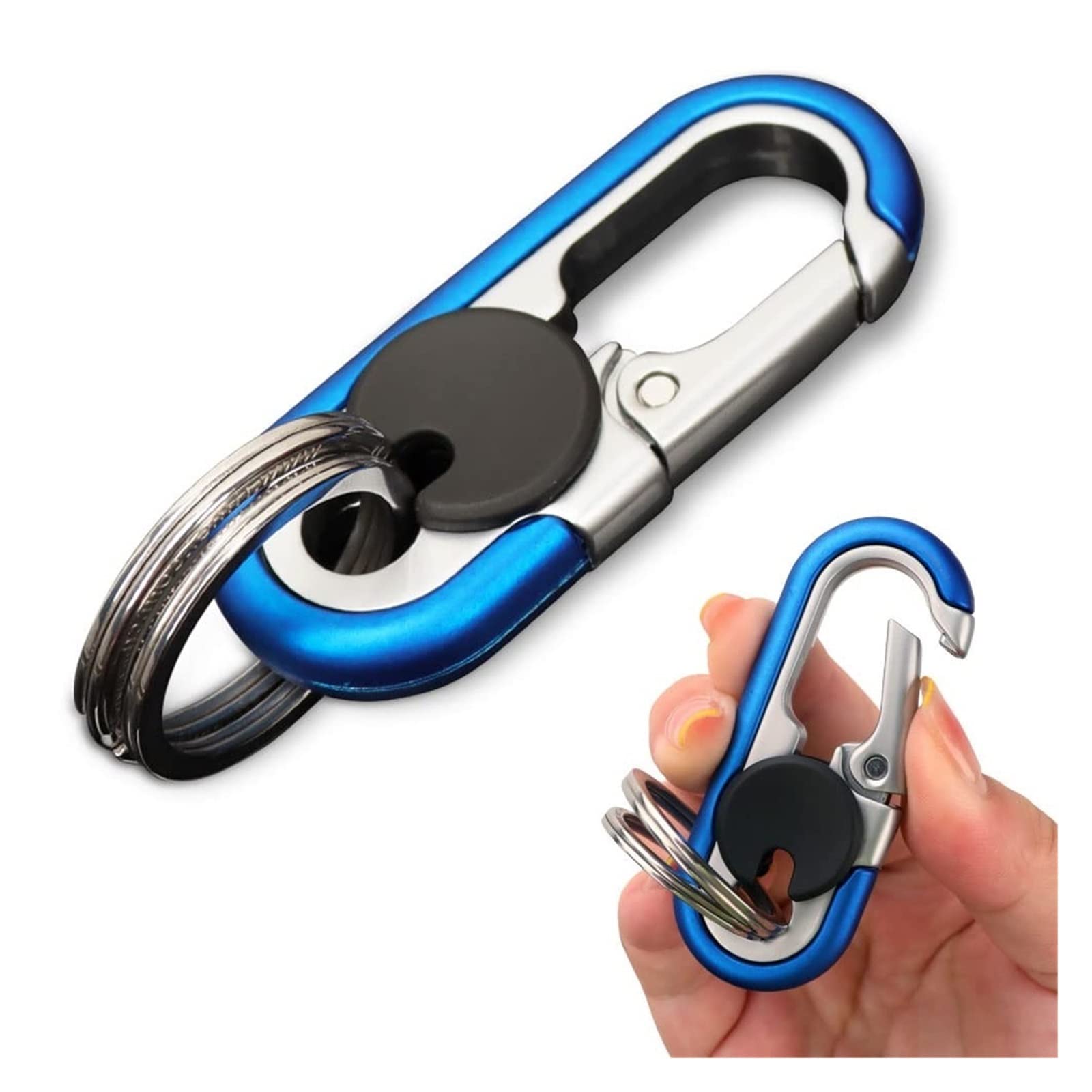 Men's Car Key Chain Organizer, Heavy Duty Double Layer Anti-Loss Safety Car Keychain, Personalized Car Keychain Gifts for Men (Color : Blue, Size : Medium)