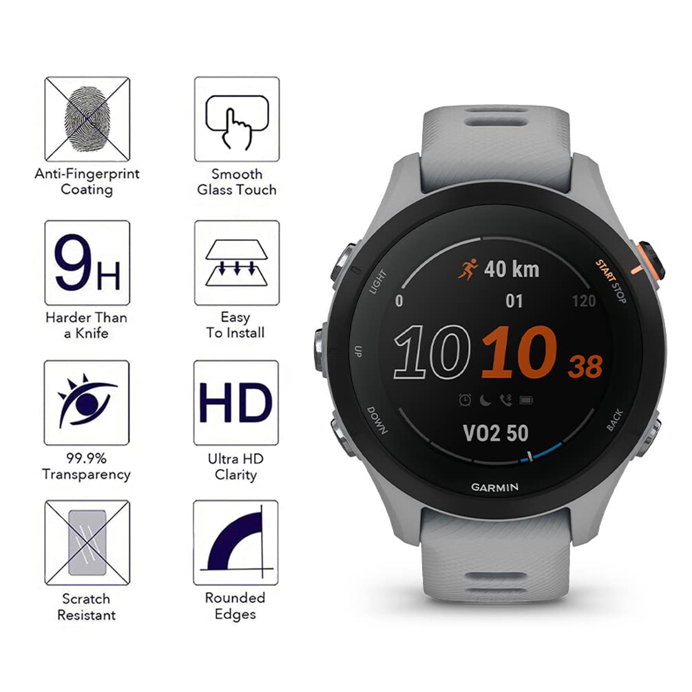Yoomigle 4 Pack Compatible with Garmin Forerunner 255S Screen Protector Tempered Glass for Garmin 255 S Smartwatch Screen Protectors Cover Foils Glass Anti-Scratch Anti-Fingerprint No Bubble - Image 3