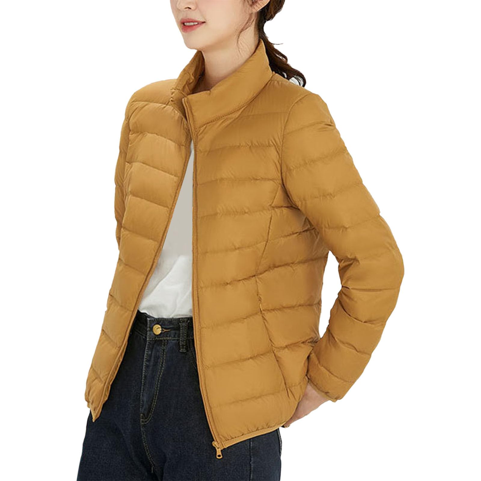 HEONSATI Piumini Leggeri Donna 100 Grammi Cappotto Trapuntato Foderata Piumini Mezza Stagione Ripiegabile Piumino 100 Grammi Elegante Giacca Da Donna Antivento Invernali Leggero Taglie Forti