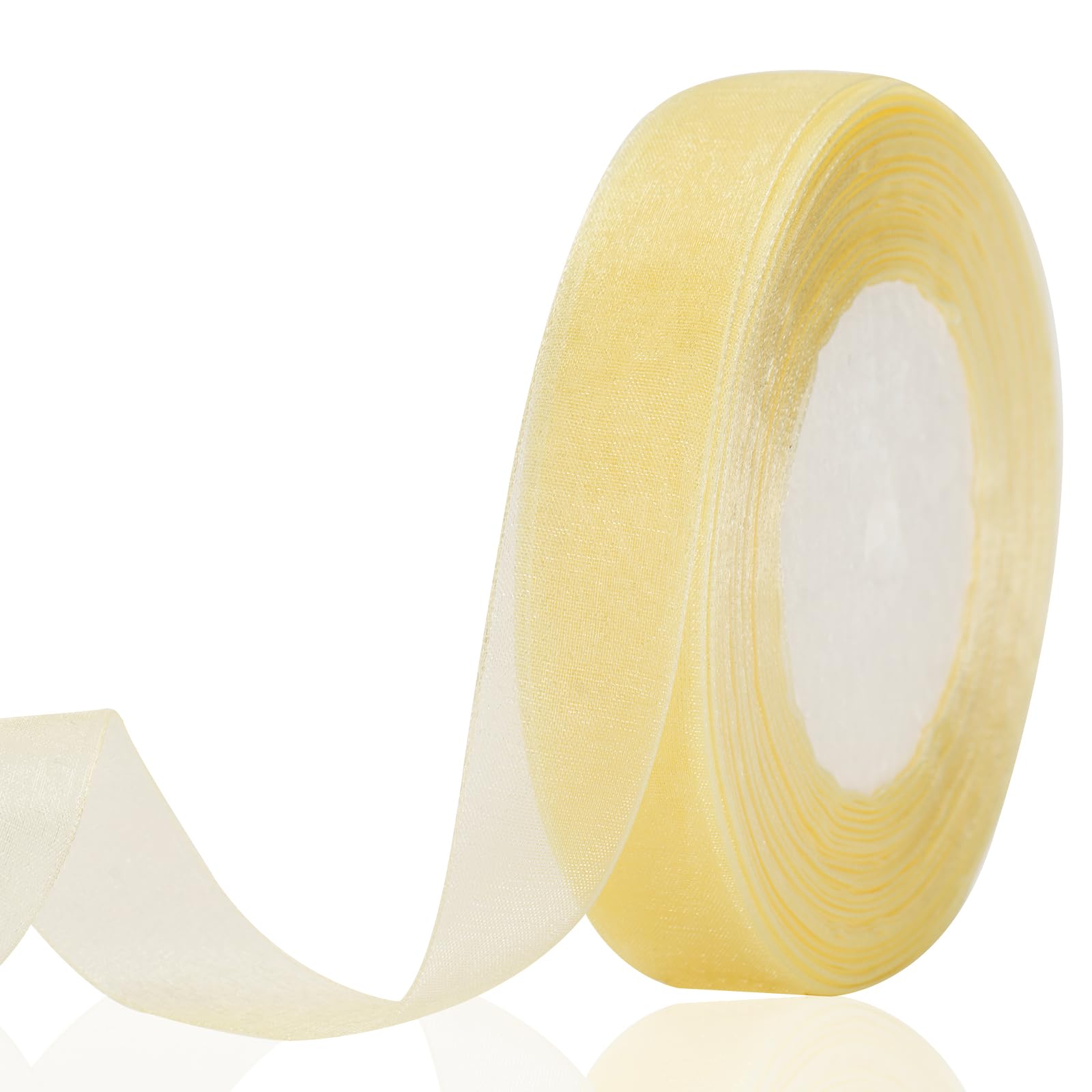 jijAcraft Transparent Organzaband: Chiffonband für Geschenk 45m Schmal Tüllband für Schleife Transparent Geschenkband für Blumen Basteln, Weihnachtsbaum