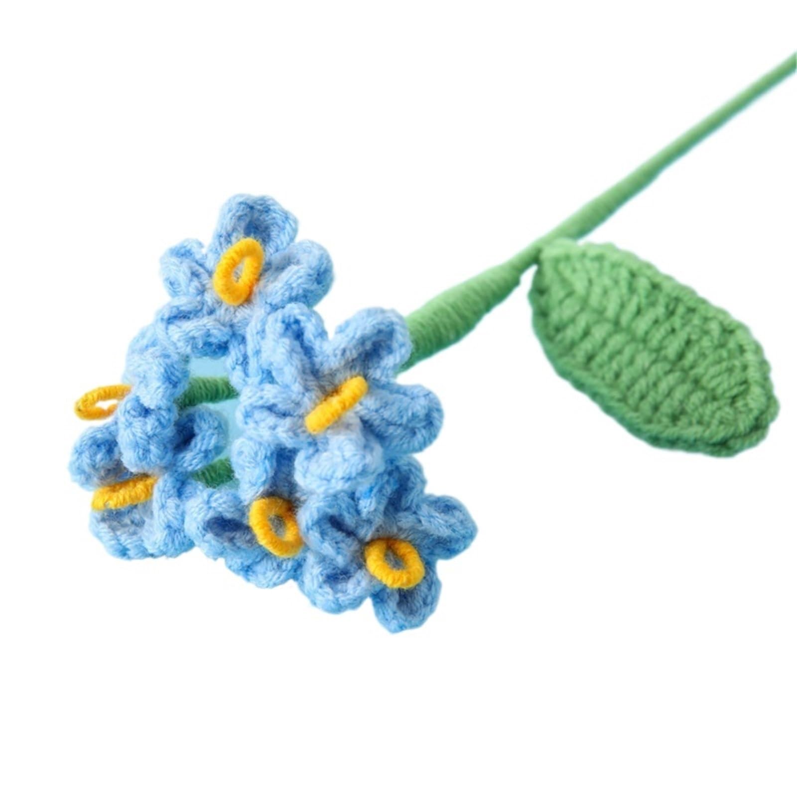 ZHSOAO 2pcs Crochet Flowers Knitted Graduation Bouquet Woven Artificial for Weddings Birthdays(Color7)