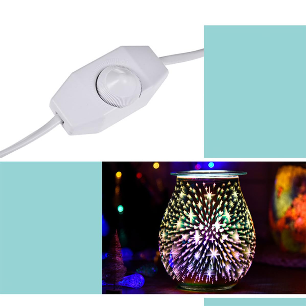 Diffusore di Aromi 3D in Vetro con Luce a Sette Colori Lampada Profumata Elettrica per Casa e Dorm con Design Elegante e Facile da Pulire