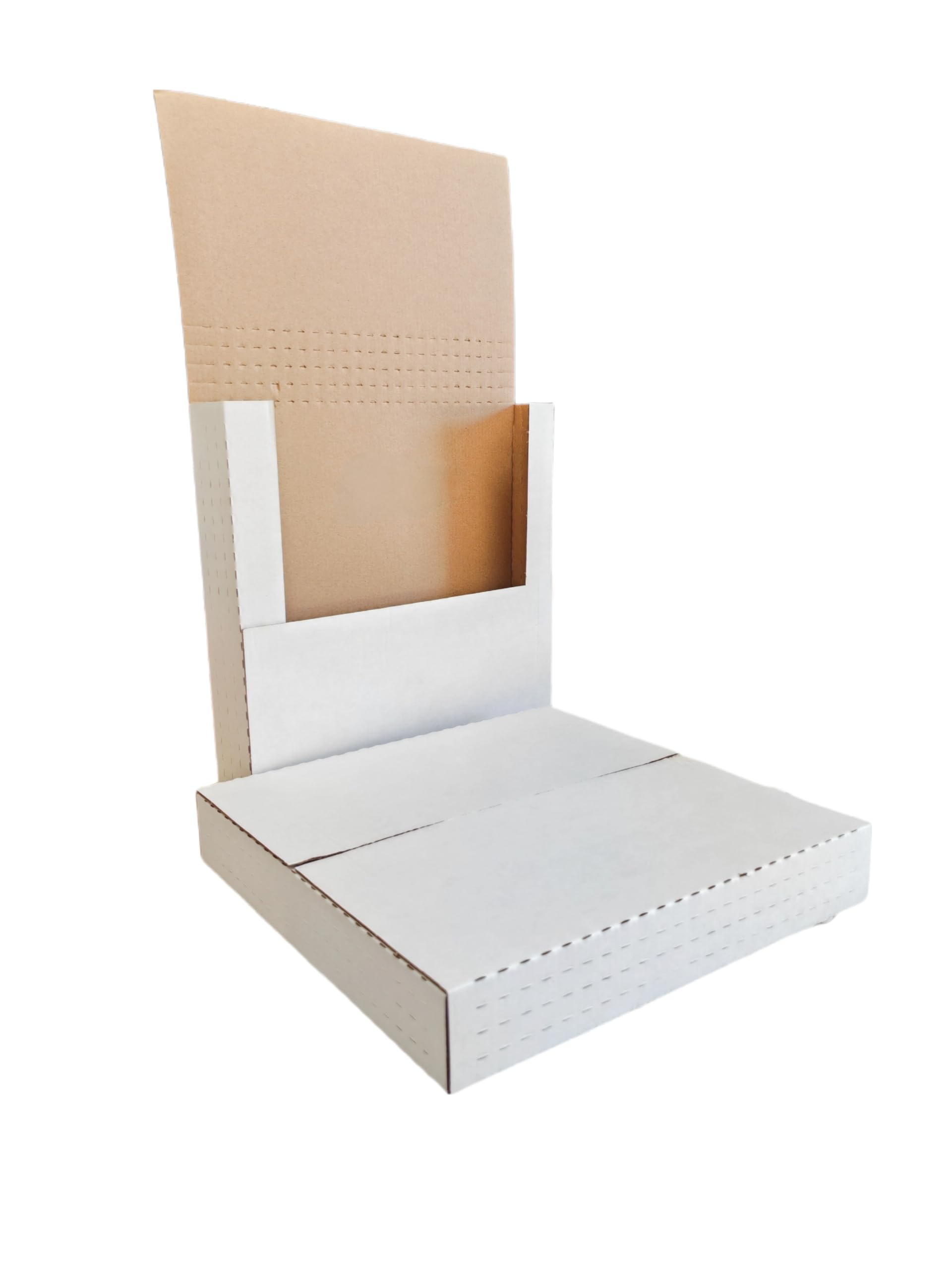 50 Pack,vinyl record mailer Corrugated Mailer,12.5x12.5x2inch, Easy-Fold Shipping Box, White,Height Adjustable,Comic book mailer,