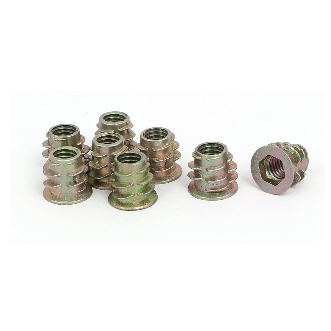 Sourcingmap M6 x 10mm Wood Furniture Insert Interface E-Nuts Hex Socket Nut Fitting 8PCS