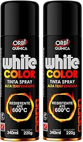 Kit com 2 Tintas Spray Preto Fosco de Alta Temperatura Até 600ºC Orbi Química