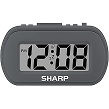 Sharp Digital Alarm Clock &ndash; Tactile Plastic Case with Soft Rubberized Finish - Battery Operated &ndash; Blue Backlight on Demand &ndash; Ascending Alarm &ndash; Easy to Use &ndash; Charcoal Black