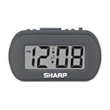 Sharp Digital Alarm Clock – Tactile Plastic Case with Soft Rubberized Finish - Battery Operated – Blue Backlight on Demand – Ascending Alarm – Easy to Use – Charcoal Black