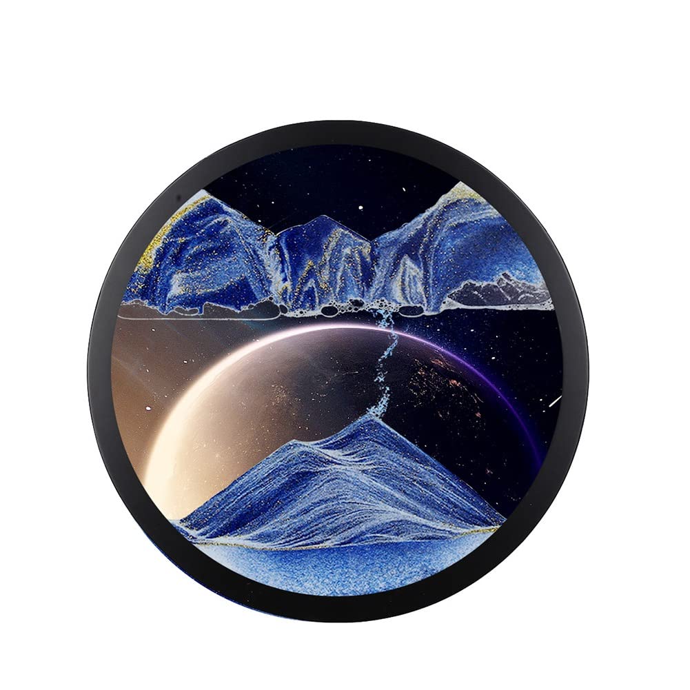 MIHTRA 17.4'' Moving Sand Art Decor, Sand Art Liquid Motion,Sand Art Wall Mounted Rotate Sculpture, 360° Rotate Wall Mounted Moving Sand Art Picture Relaxing Mood Home Office Work Decor (Color : E)