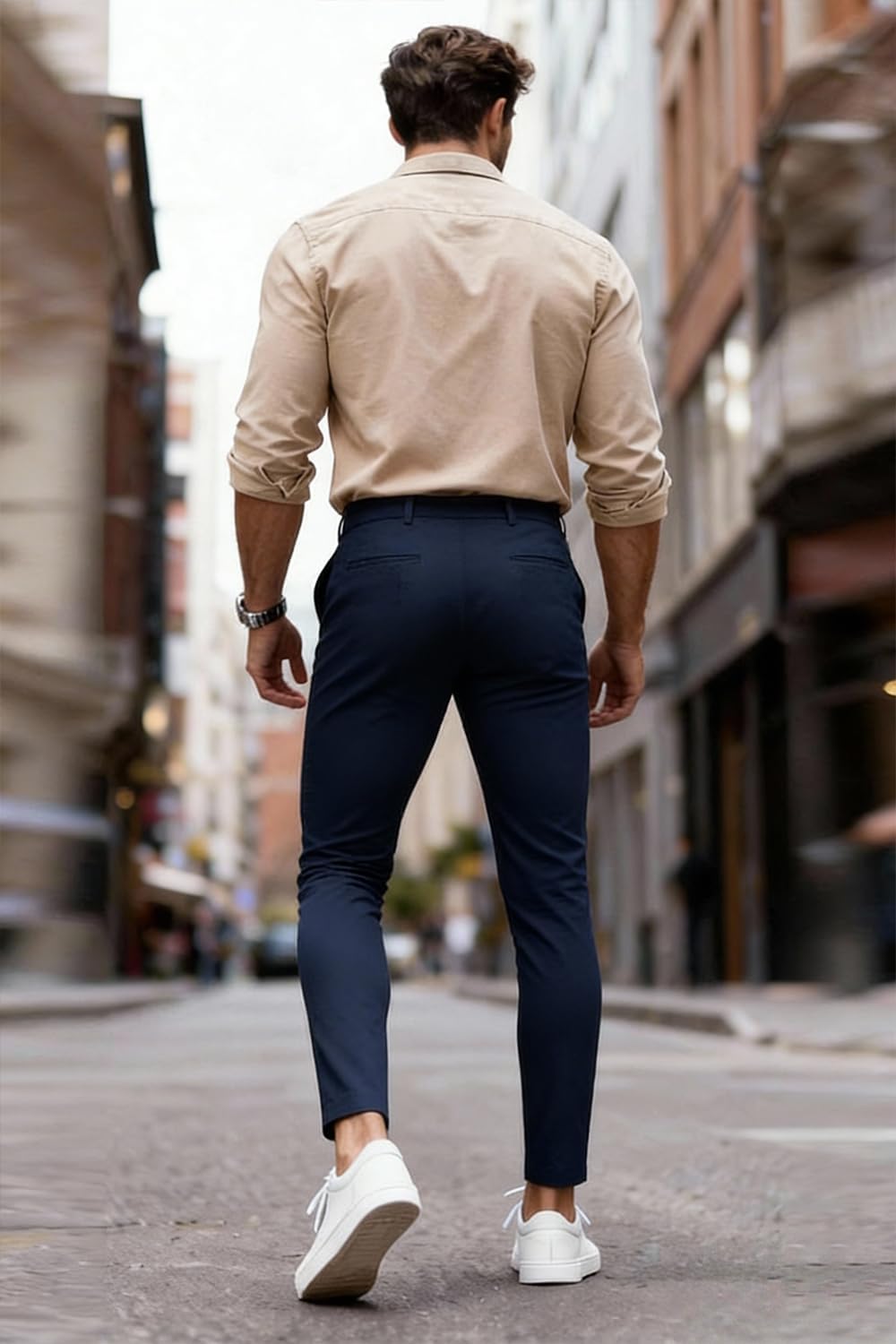GINGTTO Mens Skinny Pants Tapered Leg Stretch Slim Fit Dress Pants for Men - Image 2