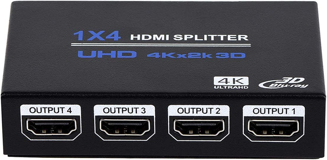 Etzin1x4 HDMI Splitter, 1 in 4 Out HDMI Splitter Audio Video Distributor Box Support 3D & 4K x 2K Compatible for HDTV, STB, DVD, PS3, Projector Etc-EPL-910H.