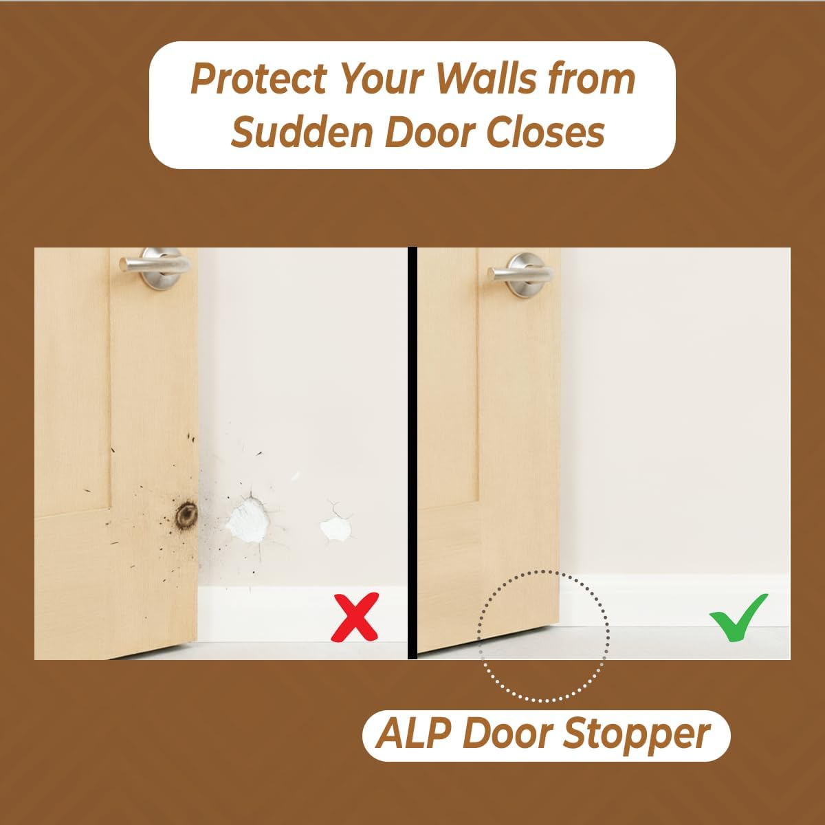 Rubber Door Stopper Wedge, Heavy Duty Anti-Slip Door Holder & Blocker with Strong Grip for Tiles, Marble, Wood, Carpet & Cement Floors | Home, Office, School & Warehouse Use (Brown) — Amazon image 6
