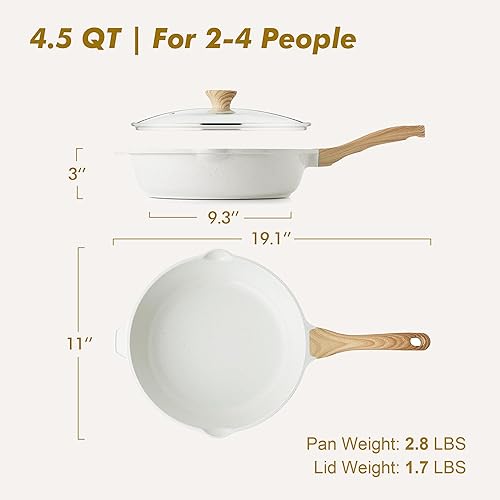 Vista 14 de SENSARTE Sartén antiadherente profunda, sartén para saltear de 11 pulgadas con tapa, mango que se mantiene fresco, sartén de cocina de piedra Gris