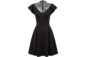 Vintage Goth Dress with Lace Neckline - A Mystical Feminine Enchantment