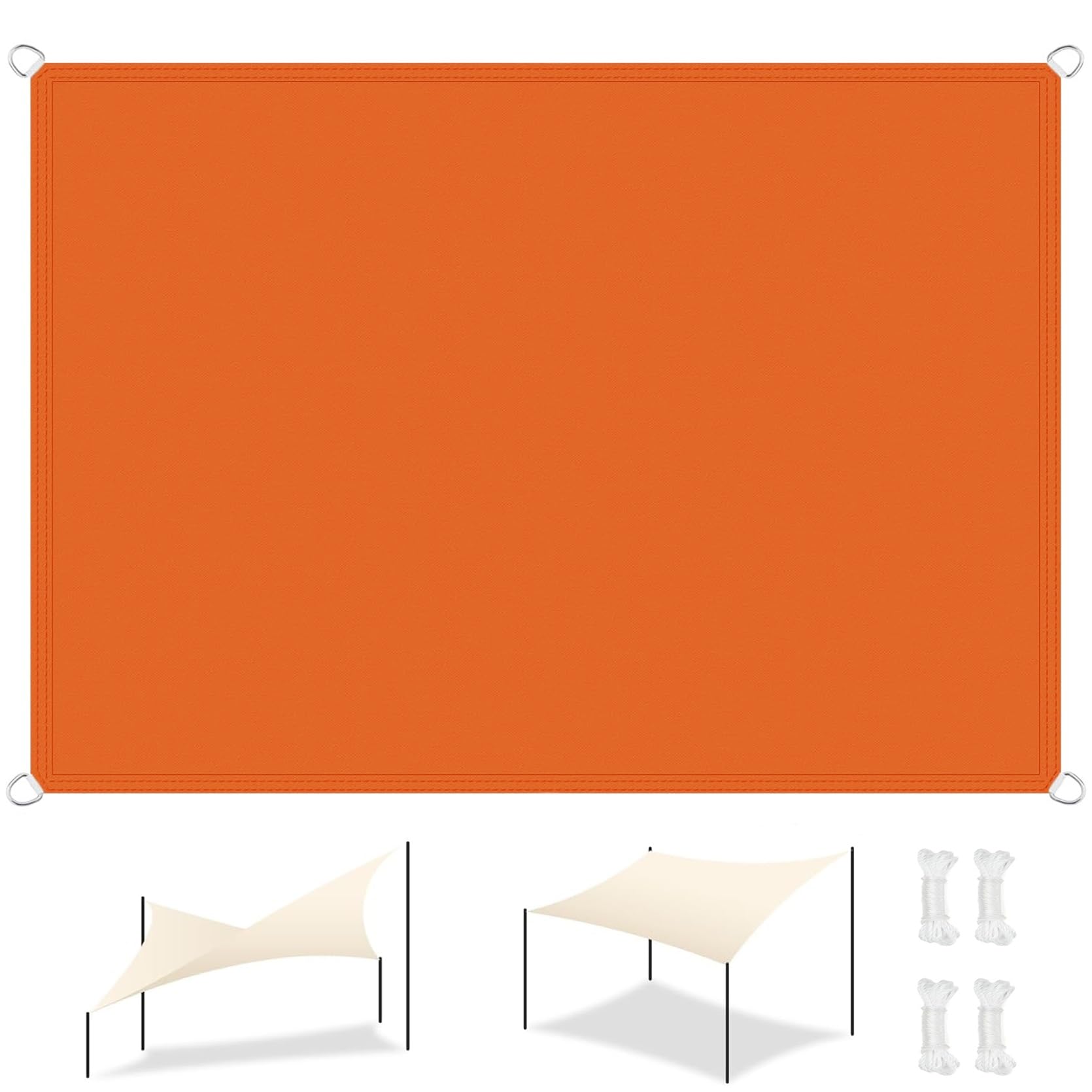 GLDYTVF Orange Sun Shade Sail 3.2 x 3.5m 98% UV Block Weather Resistant Durable Perfect Canopy for Garden Yard Beach Pool.
