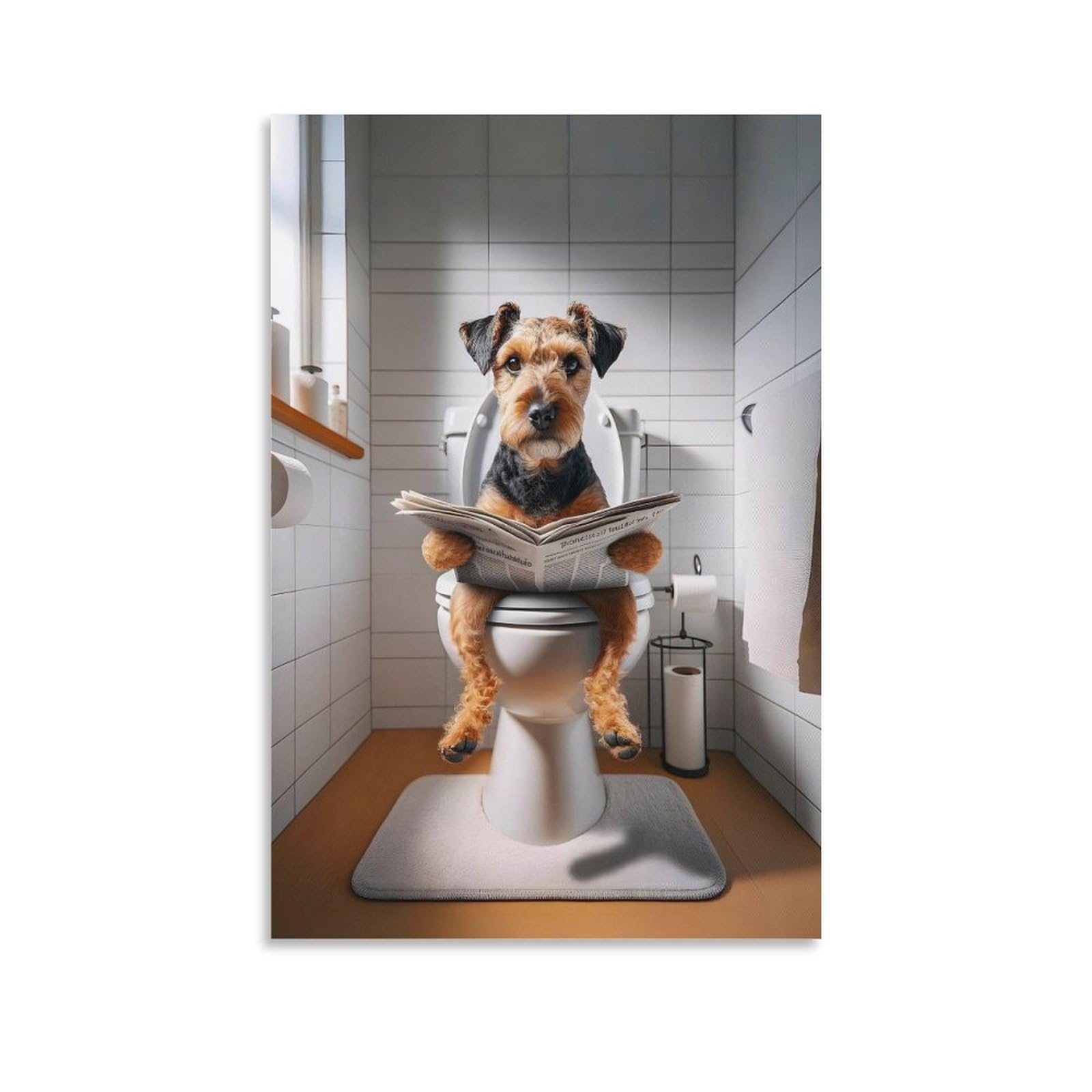 Gqvcjsw Patterdale Terrier,Funny Bathroom Decor Canvas Poster Bedroom Decor Landscape Office Room Decor Gift 12X18inch(30X45cm)