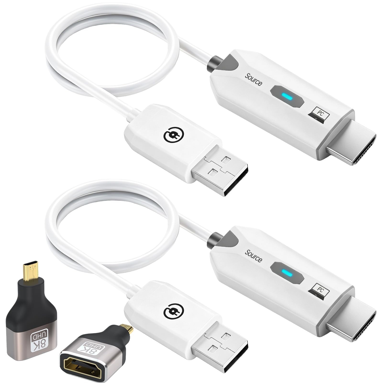 Transmisor y Receptor HDMI Inalámbrico, Kit de 2 Pcs Extensor HDMI 5G Full HD 1080P para Streaming de Audio y Vídeo, Plug & Play para PC, Portátil, Proyector, Monitor y Smart TV