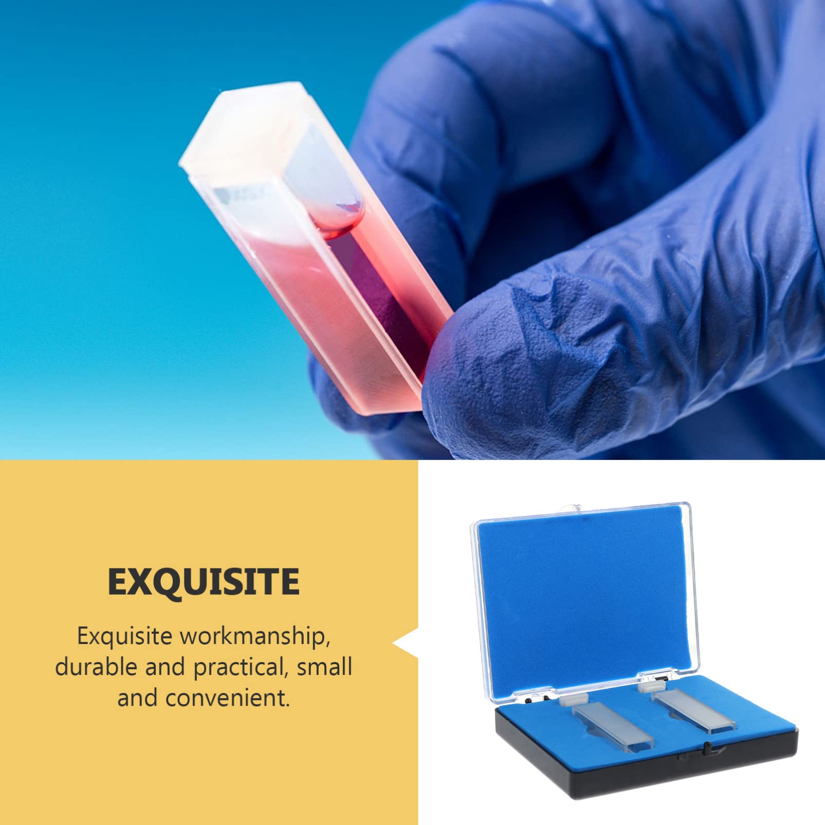 VILLCASE 2 Stück Quarzküvetten Probenküvette für Laboranwendungen mit 3,5ml Volumen und 10mm Optischem Weg Hohe Transparenz für Spektralphotometer
