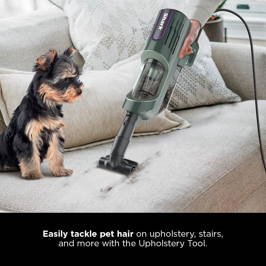 Image of Shark Detect Ultralight Corded Stick Vacuum with Direction Detect and Self-Cleaning Brushroll, Powerful Hair Pickup, Ultra-Lightweight, Crevice & Upholstery Tool Included, Evergreen, HZ752