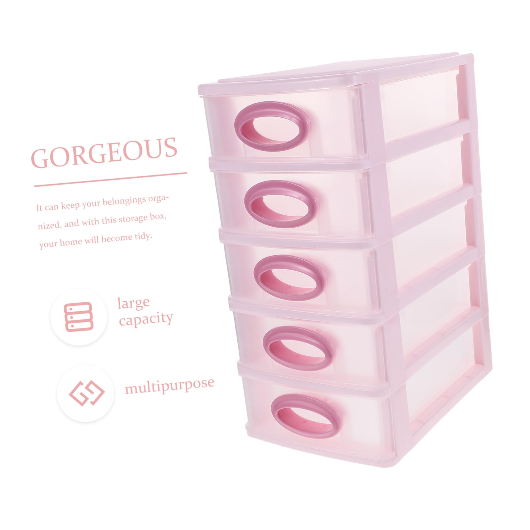 OSALADI Organizzatore da Scrivania Rosa in Pp 5 Cassetti per Ufficio e Cosmetici, Pratico e Decorativo per Conservare Piccoli Oggetti e Accessori Personali