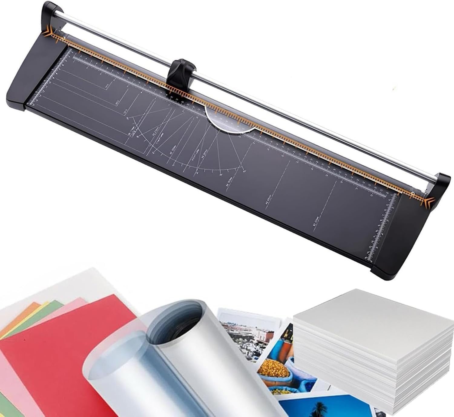 Massicot Rotatif Robuste avec échelle, Coupe Jusquà 10 Feuilles, Largeur Réglable De 31,8 Cm à 60 Cm, Idéal pour Les Photos, Les Loisirs Créatifs, Le Scrapbooking Et Le Bureau. A2