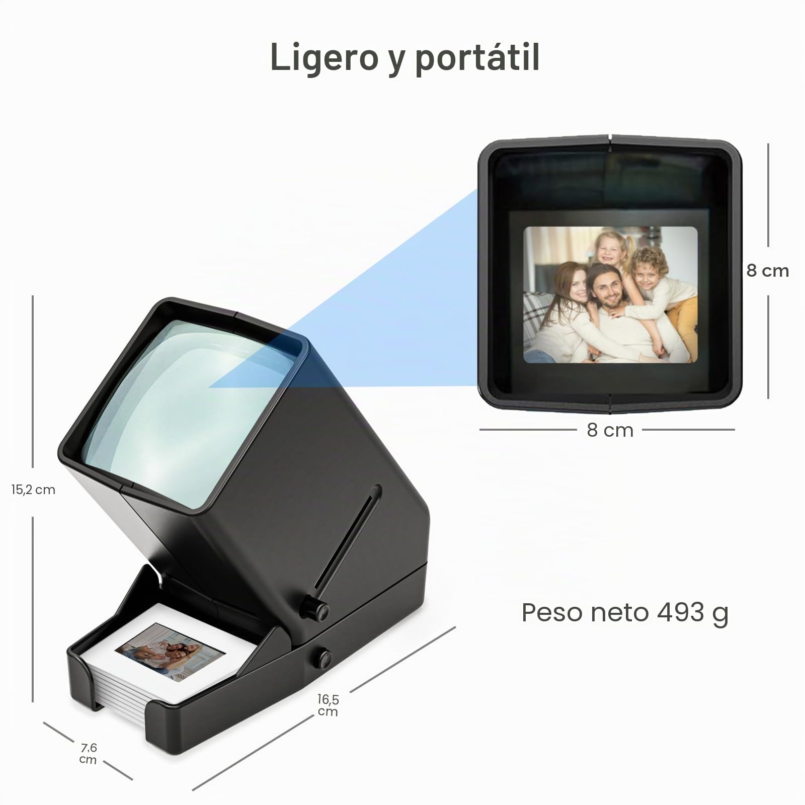 DigitConvert Visor deslizante 35 mm, 3X, USB/batería, para diapositivas 35 mm y negativos, 4 pilas AA incluidas