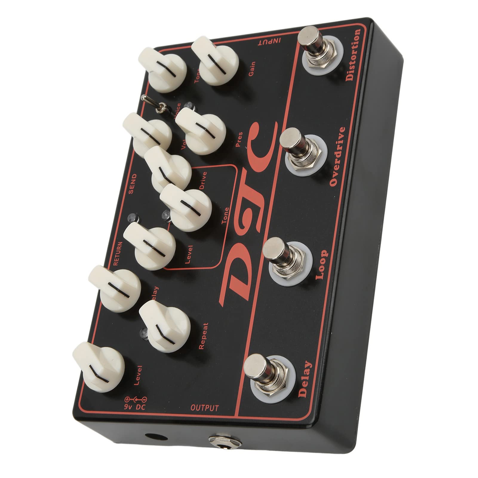 Eujgoov Syntezator Pedał Gitarowy Distortion Overdrive Loop Delay Pedal Multi Effect Processor z Rurowym Overdrive 25MS-600MS Delay FX Loop do Gitary Elektrycznej Akcesoria do Sprzętu Basowego