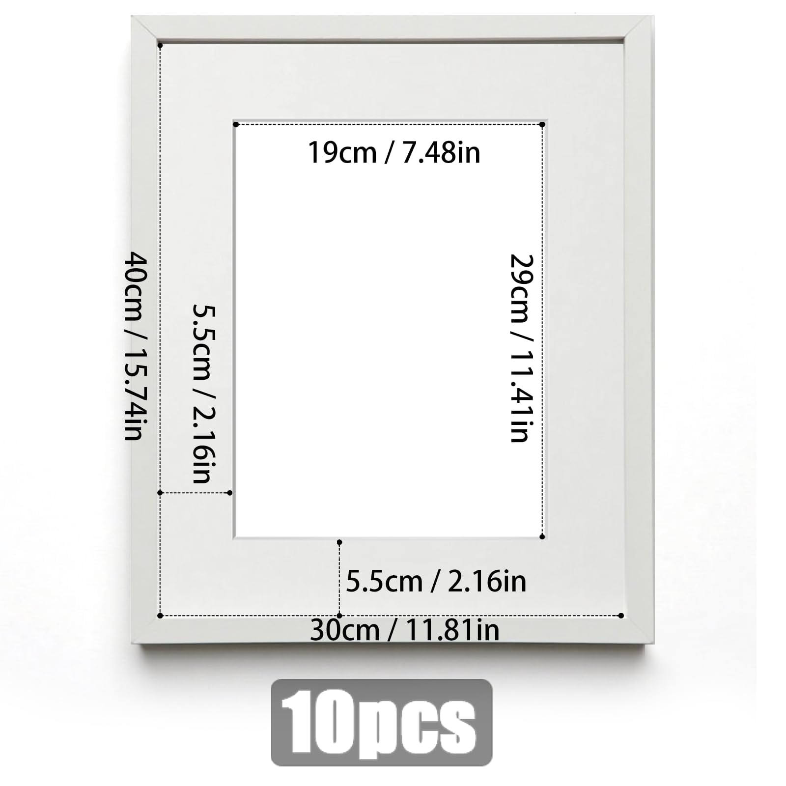 10 Pezzi Passepartout 30x40 cm Passepartout per Cornici Diametro Interno 19x29 cm Spessore di 1,5 mm Bianco per Cornici Foto Quadri Stampe d'Arte