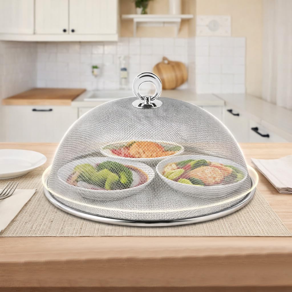 PANCA Metal Mesh Food Cover Dome 28 cm | Fly & Mosquito Proof Plate Serving Cover | Kitchen Accessories | Reusable Net Jali with Fine Steel Mesh | Picnic, Outdoor Dining & Home Use-image-28