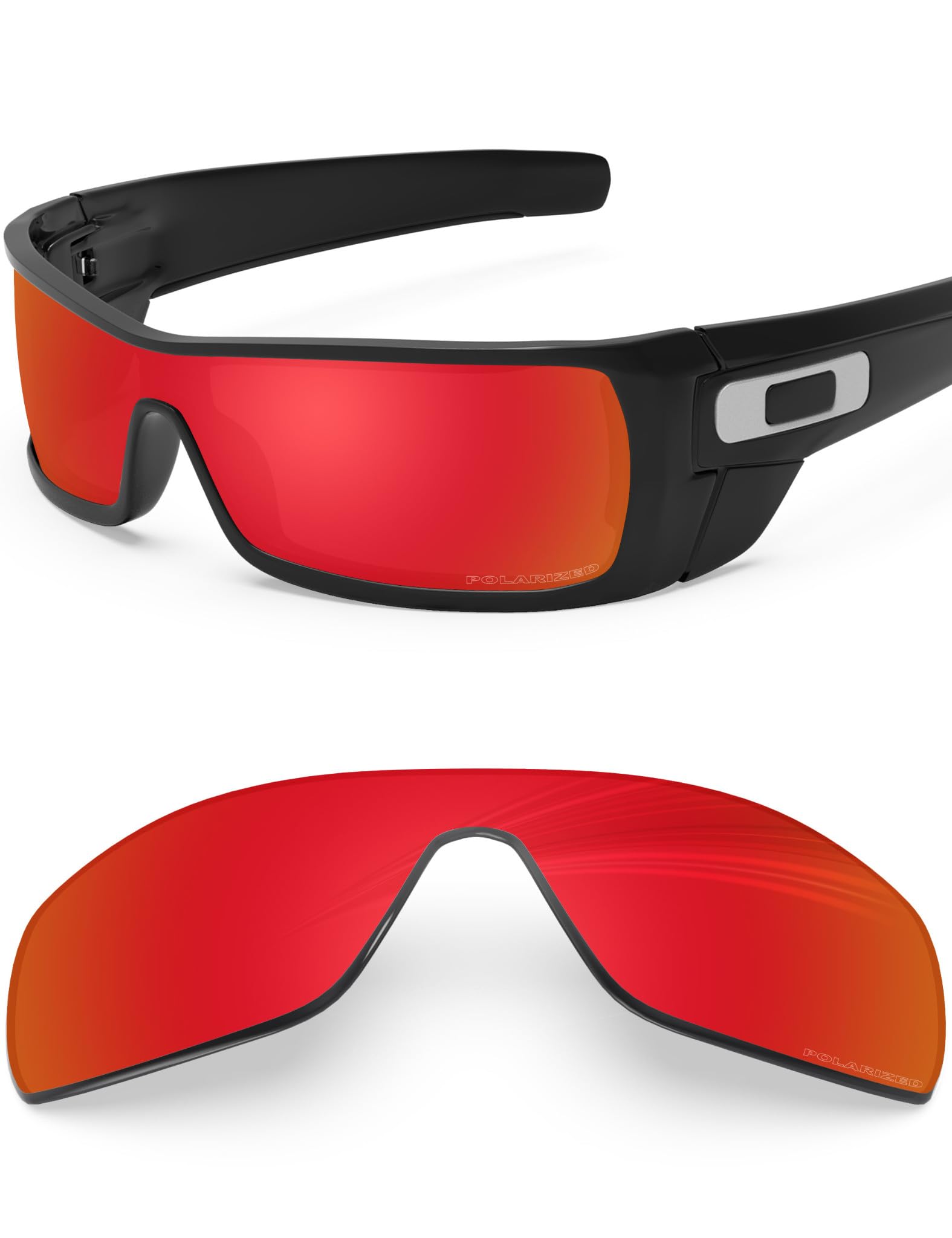 BlazerBuck Anti-salt Polarized Replacement Lenses for Oakley Batwolf OO9101 - Fire Red