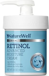 NATUREWELL Clinical 2.0 Retinol Advanced Moisture Cream for Face, Body, & Hands, Boosts Skin Firmness, Enhances Skin Tone, No Greasy Residue, Includes Pump, 16 Oz