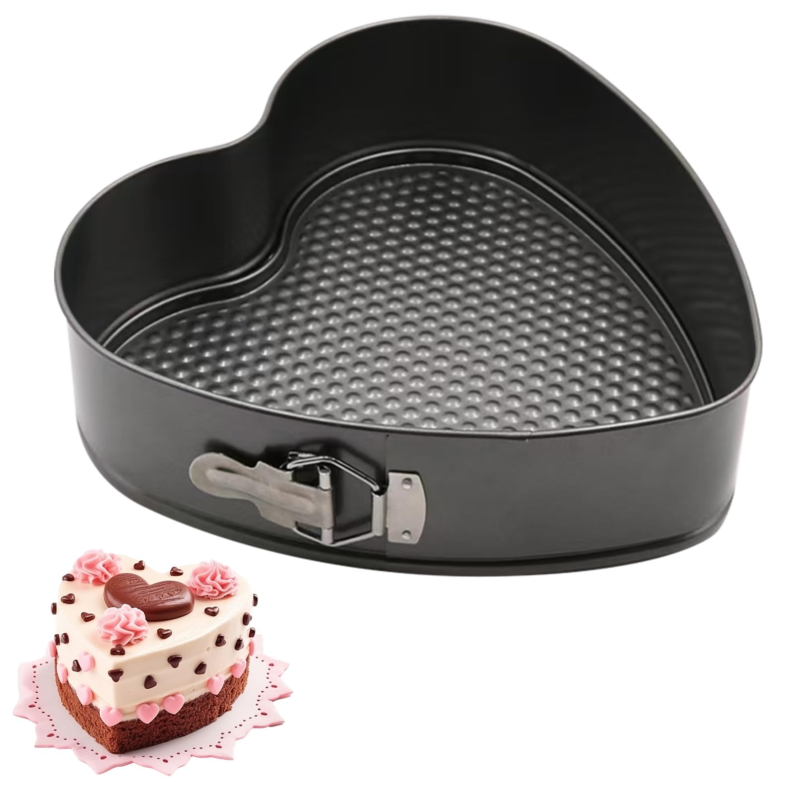 IVEOPPE Springform 27cm Herz Backform - Kuchenform mit Antihaftbeschichtung, Backformen, Tortenform, Kuchenformen für Kuchen Backen