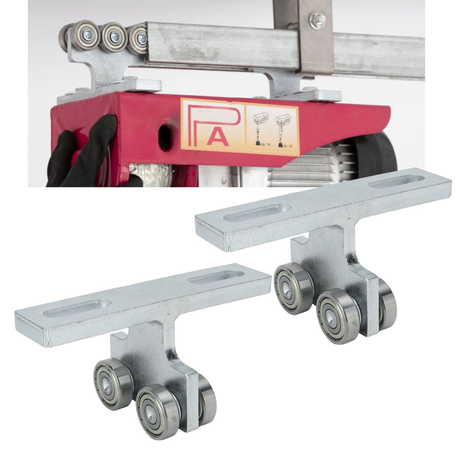 Chariot à Rouleaux soudé, Chariot à Roues en 2 Pièces, Chariot à Rouleaux soudé en Forme de T, Roues à Rouleaux de Rail à Roulement Stable pour Ascenseur électrique sur Rail
