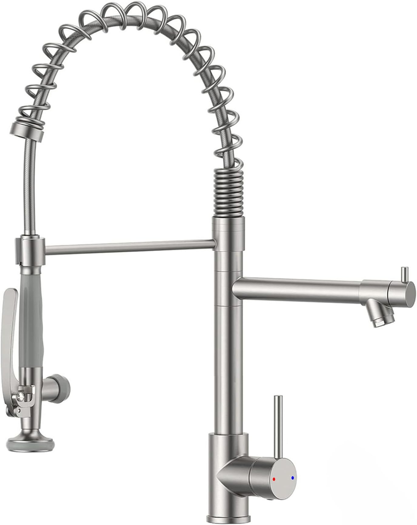 Commercial Pull Down Kitchen Sink Faucet with Sprayer Brushed Nickel