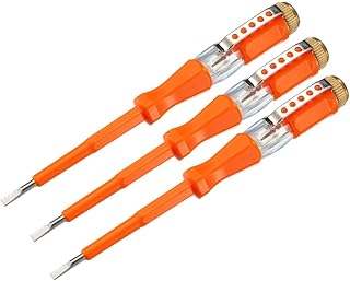uxcell Voltage Tester AC 100-500V with 3mm Slotted Screwdriver with Clip for Circuit Test, Orange, Pack of 3