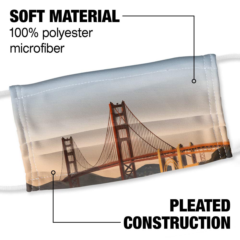 Popfunk Golden Gate Bridge San Francisco 1-Ply Reusable Face Mask Covering with Adjustable Nose Wire, Unisex