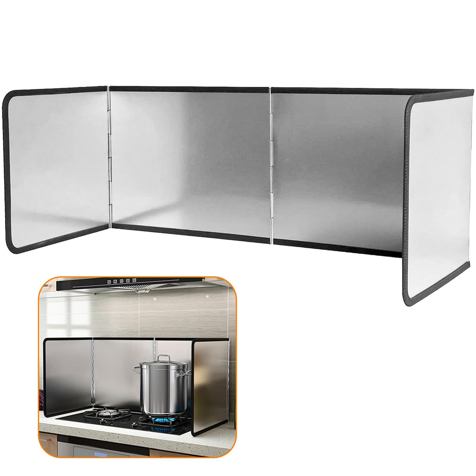 Paraschizzi Parete Cucina con Rivestimento Antiaderente, Pannello Paraschizzi 4 Lati Pieghevole, Pannello Protezione Schizzi Olio Fornello, Paraspruzzi Fornelli per Cucine Gas, Padella (76x29x30cm)