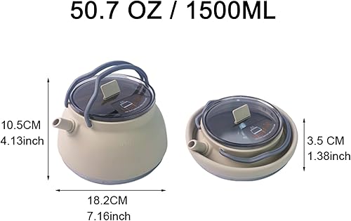 Miniatura 5 de Hervidor portátil plegable para camping, cafetera para senderismo, viajes y exteriores, 1.5 L