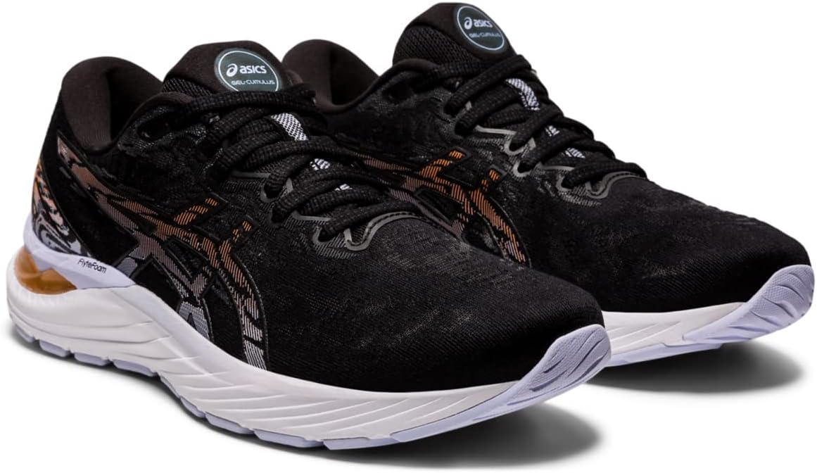 ASICS Women's Gel-Cumulus 23 Mesh Knit Running Shoes 5 Black/Sun Peach