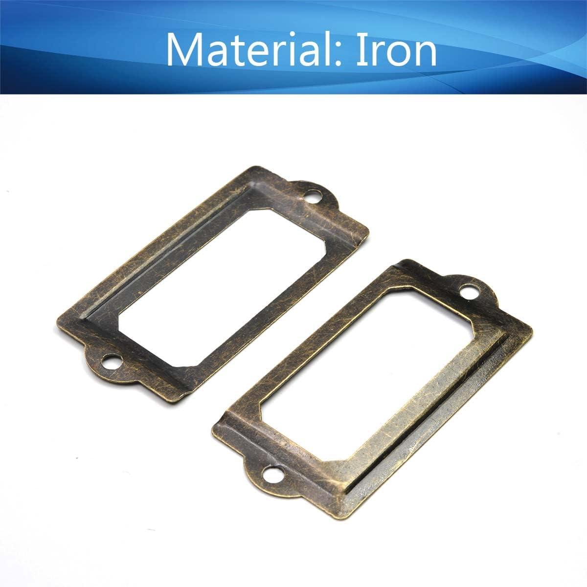 MroMax 30Pcs Metal Label Frame, 70 x 33mm Antique Bronze Label Frame Card Holders with Screws for Office Library Furniture Card File Drawer Cabinet