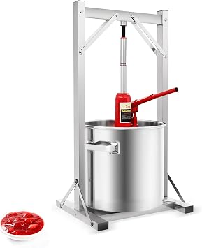 5.8 Gallon Fruit Press Hydraulic Stainless Steel Manual Juice Maker Apple/Grape/Berry/Vegetables/Wine Press 3 Ton Pressure Manual Hydraulic Jack with Filter Bucket