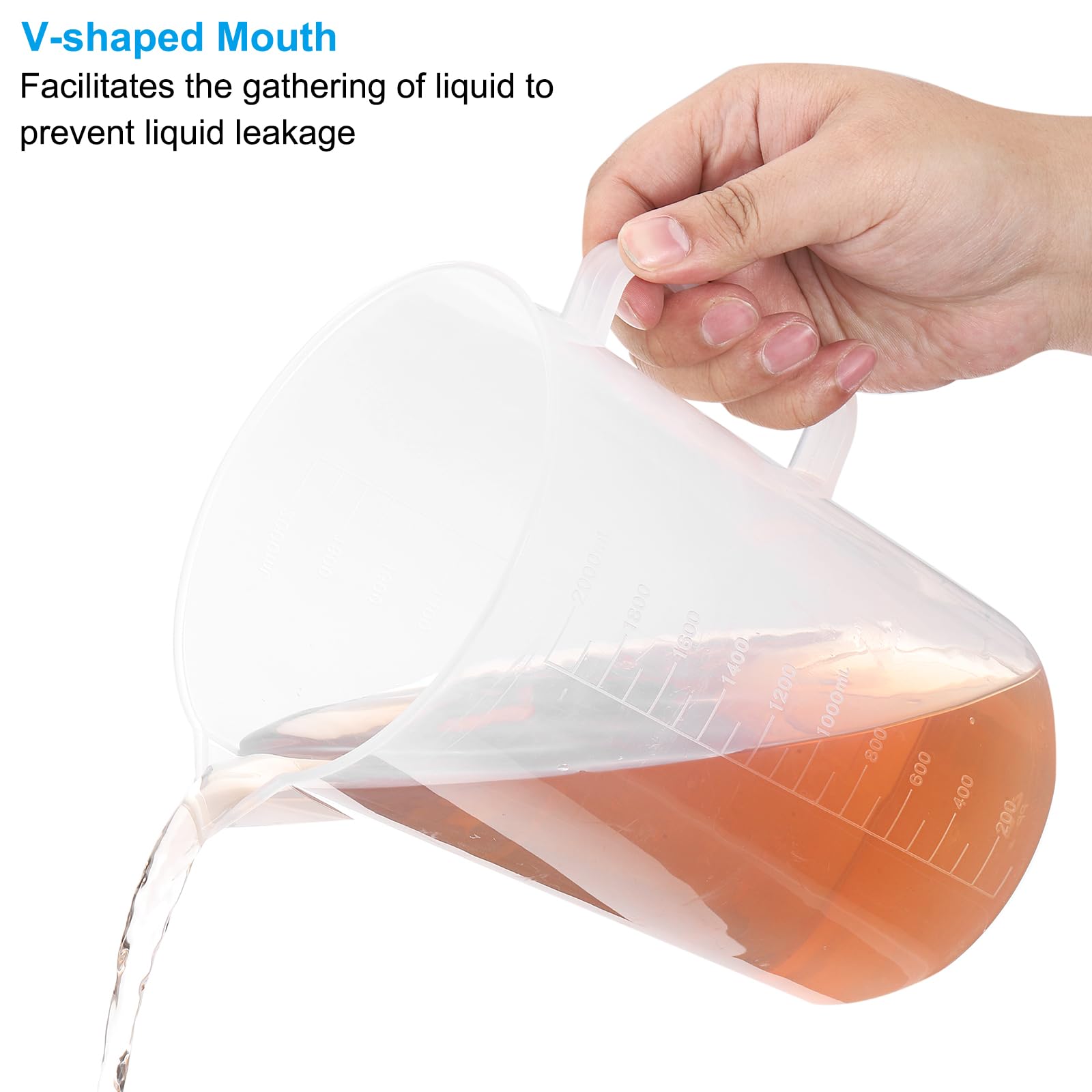 PATIKIL Tazas De Medición De 1000ml, 5 Piezas De Vasos De Policarbonato Graduados Con Asa Y Pico Para Experimentos De Laboratorio, Cocina Y