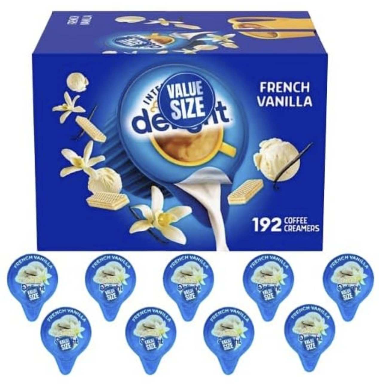 French Vanilla Coffee Creamer Singles, 192, Great for Offices, Restaurants, Coffee, Bar, Gift and Homes