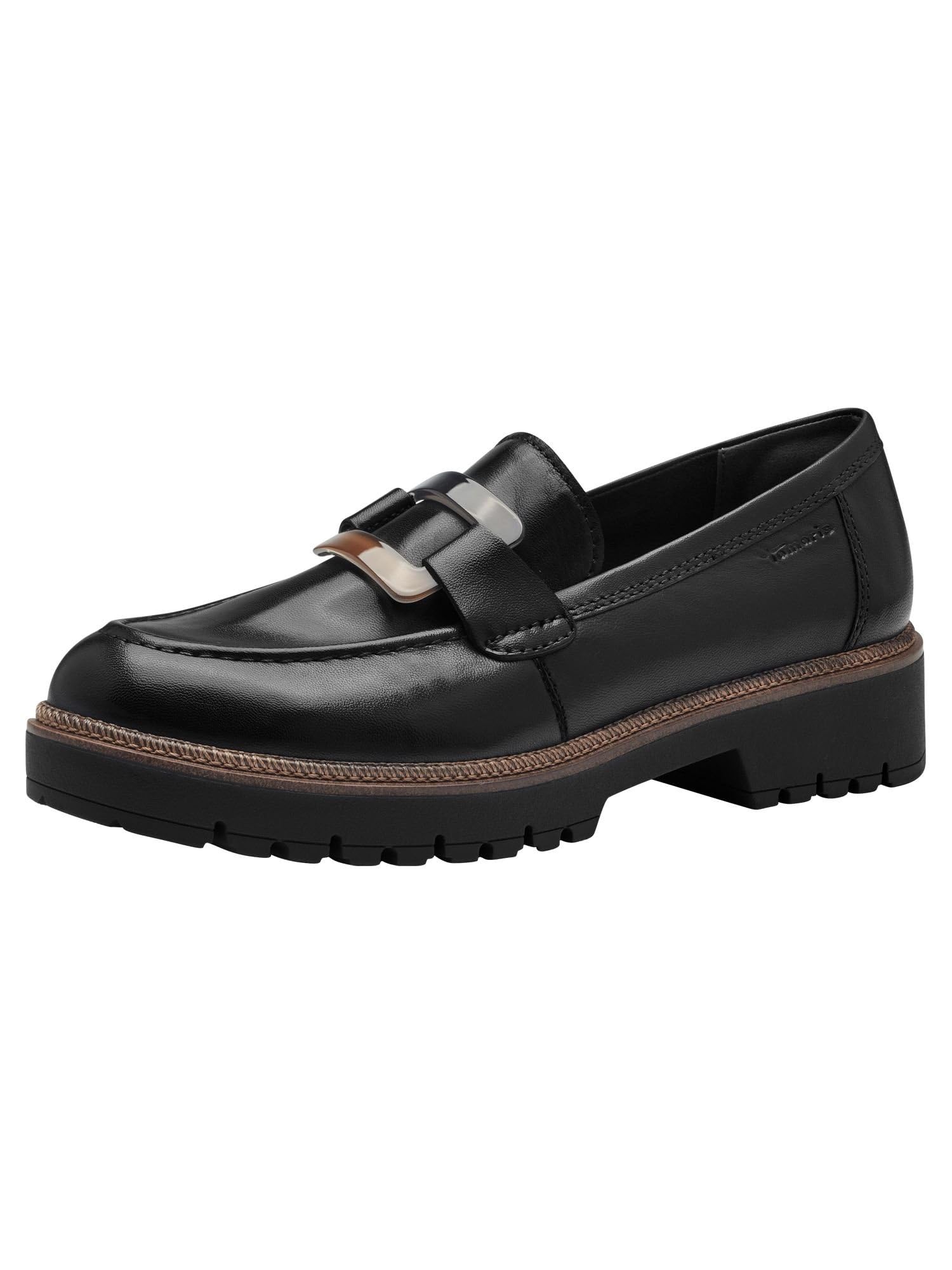 Tamaris Women' 1-24722-43 Loafer, Black (Black Leather), 7.5 UK