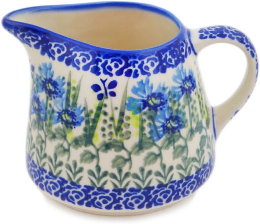 Polmedia Polish Pottery Pitcher - Fresh Flora Pattern Handmade in Boleslawiec Poland by Ceramika Bona + Certificate of Authenticity