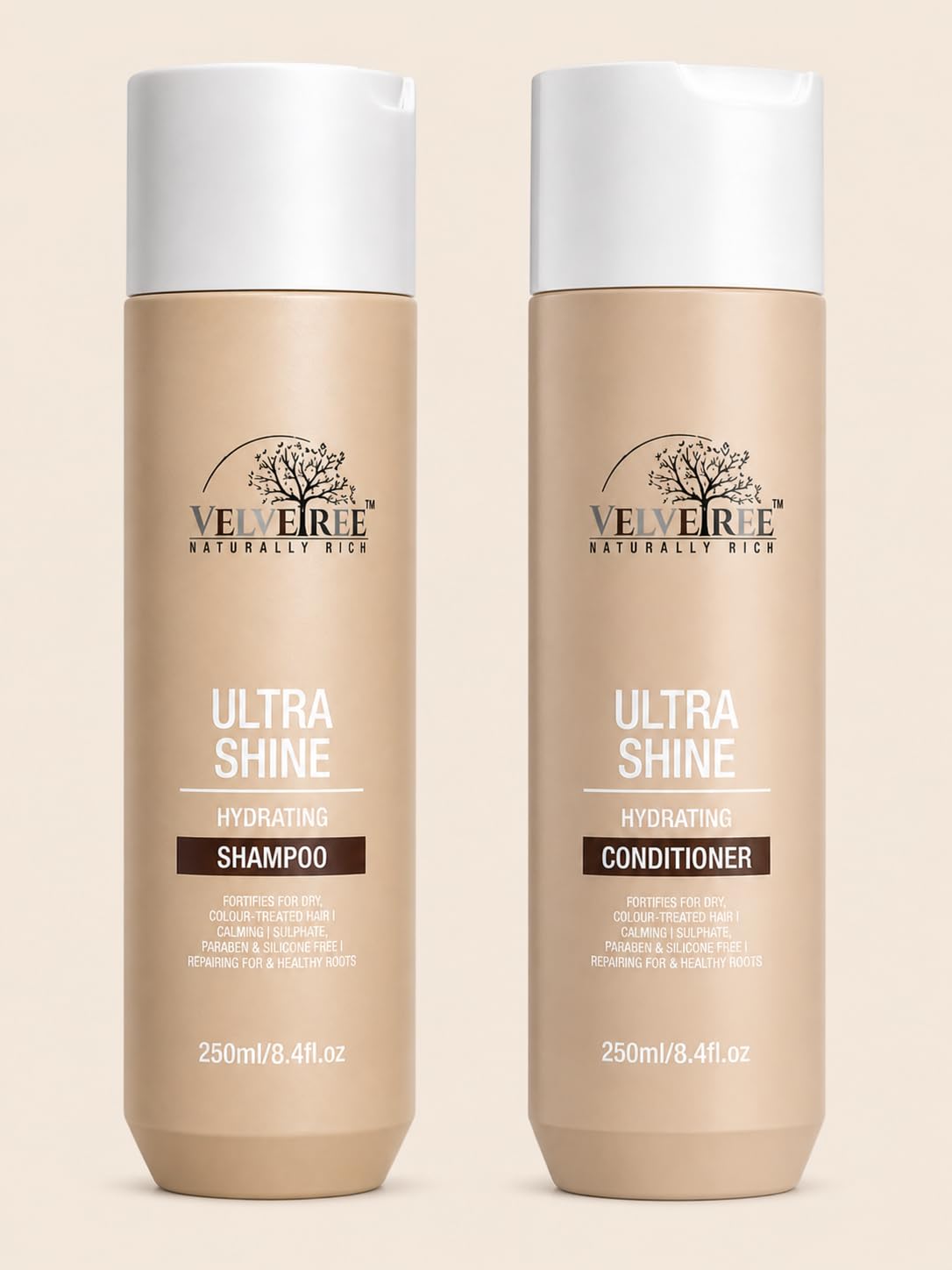 Velvetree Ultra Shine Hydrating Shampoo and Conditioner Set (250ml+250ml) Sulfate-Free, Plant-Based, for Dry and Colour-Treated Hair-image-44