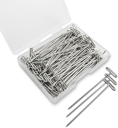 Paquete de 100 pines en T de 2 pulgadas para bloquear tejer, modelar, hacer pelucas, costura, cabeza de espuma y manualidades, pasadores en T para