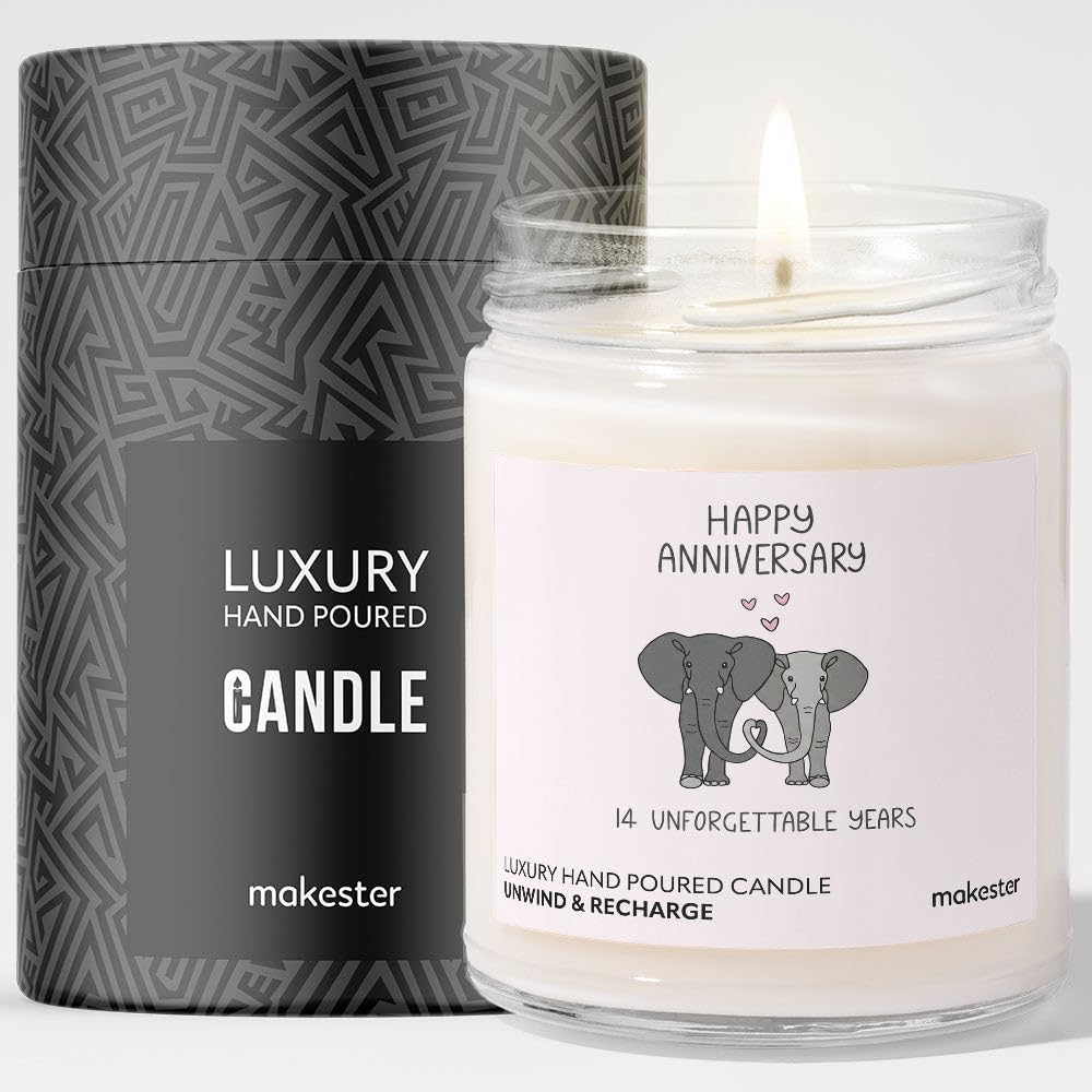 Ivory Wedding Anniversary Candle Gift for Wife - Luxury Soy Wax Candle - Vanilla, Jasmine, Sugared Almond - Makester — image 1