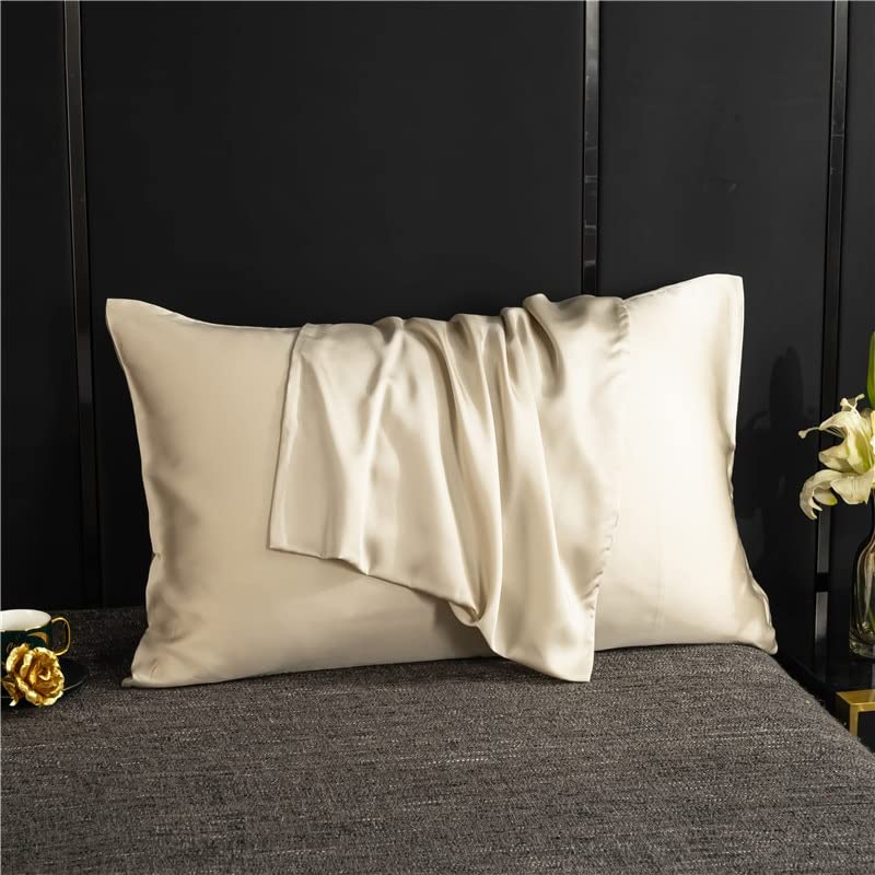TOUFA Funda de almohada de seda de morera natural, funda de almohada de color sólido, funda de almohada de seda real, 40 x 80 pulgadas